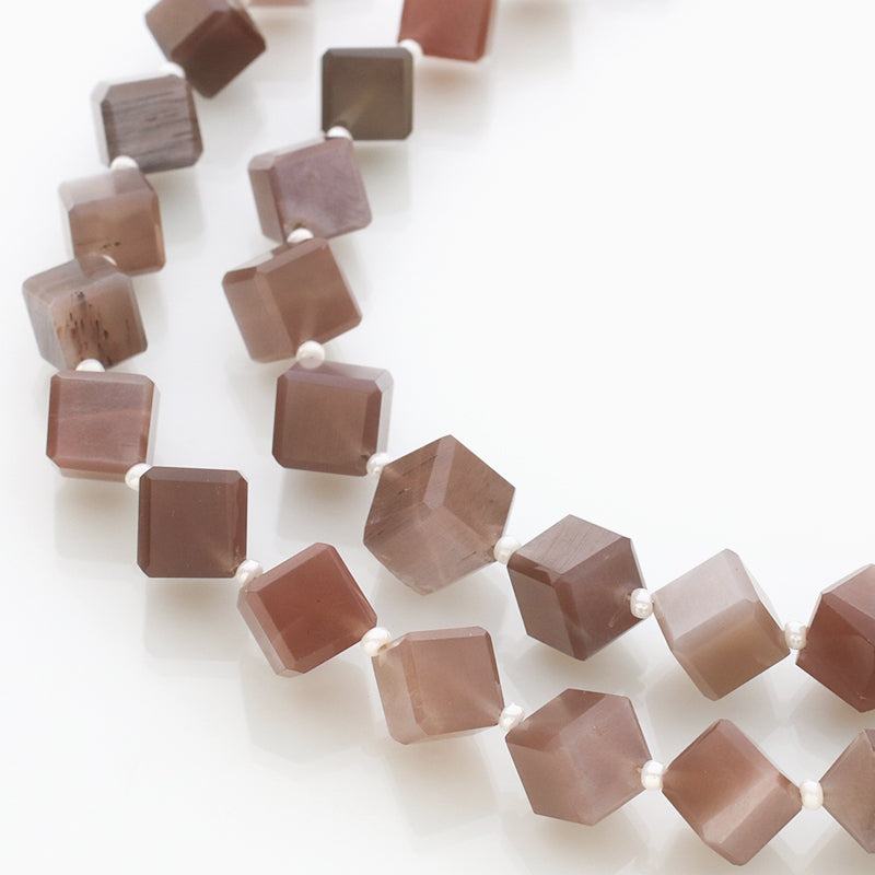 Natural stone dice cut chocolate moonstone (natural)