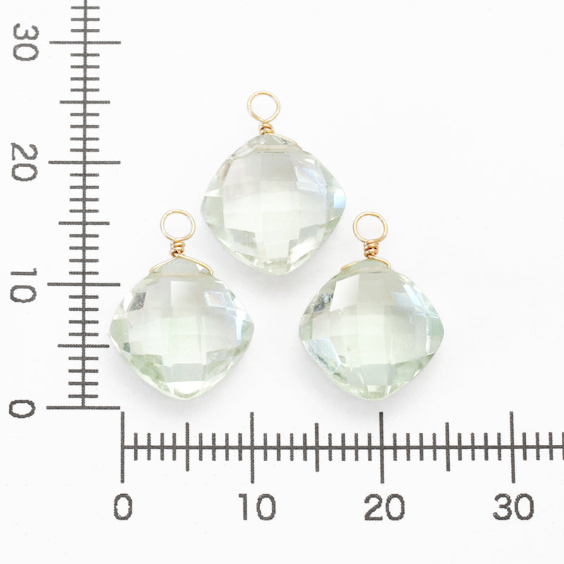 Natural stone glasses fastening charm square green quartz (natural)