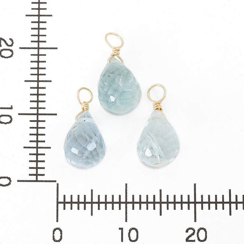 Natural stone glasses fastening charm drop cut aquamarine (natural)