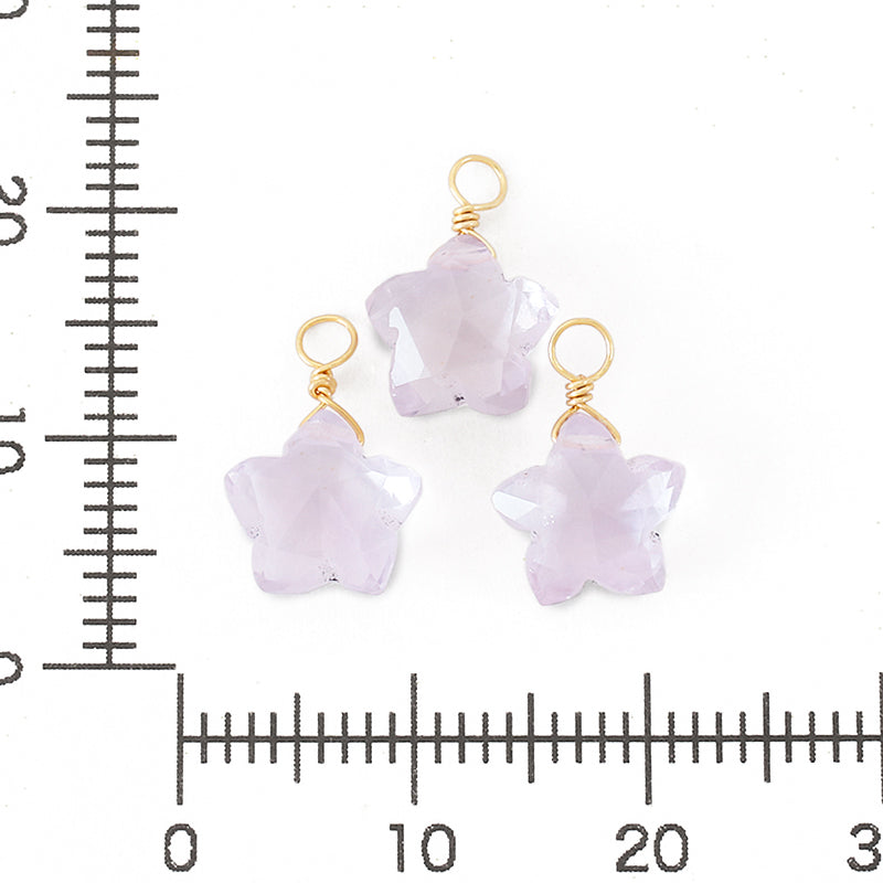 Natural stone glasses fastening charm star cut pink amethyst