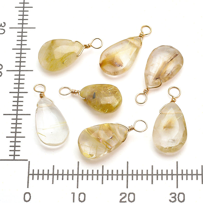 Natural stone glasses fastening charm flat cats rutil quartz (natural)