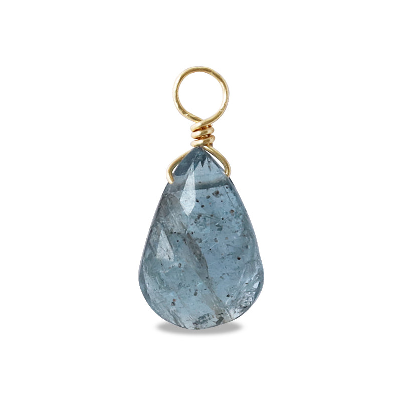 Natural stone glasses fasten charm flat Kizukut Aquamarine (natural)