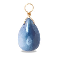 Natural stone glasses fastening charm drop cut moonstone (coating blue) (natural)