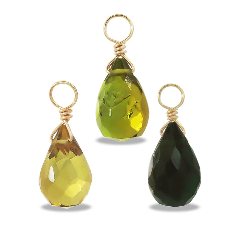 Natural stone glasses fastening charm drop cut green garnet (natural)