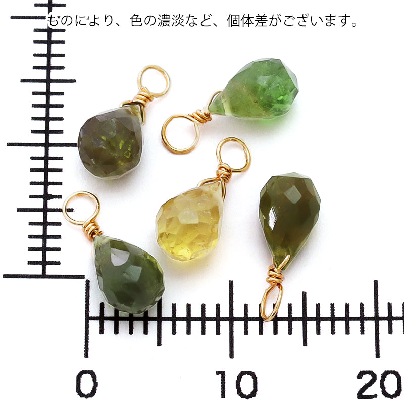 Natural stone glasses fastening charm drop cut green garnet (natural)