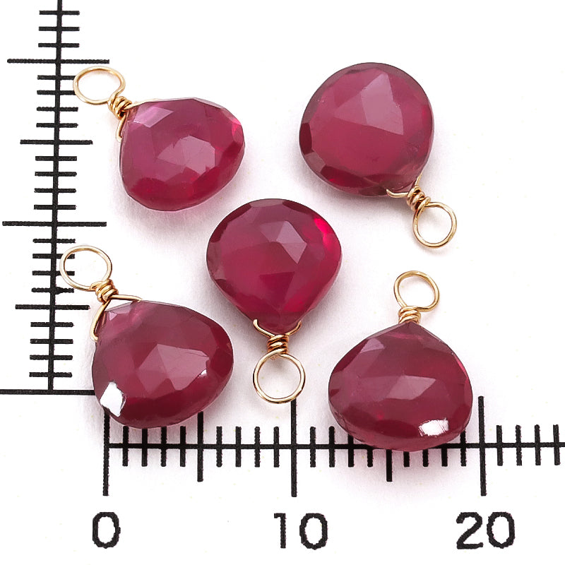 Natural stone glasses fastening charm Maron cut ruby ​​(glass field) (natural)