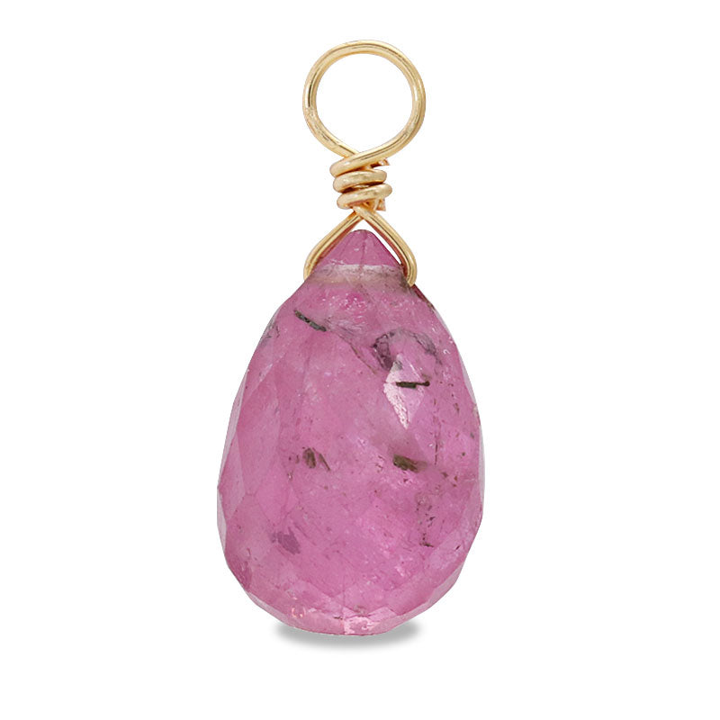 Natural stone glasses fastening charm drop cut pink sapphire (glass field) (natural)