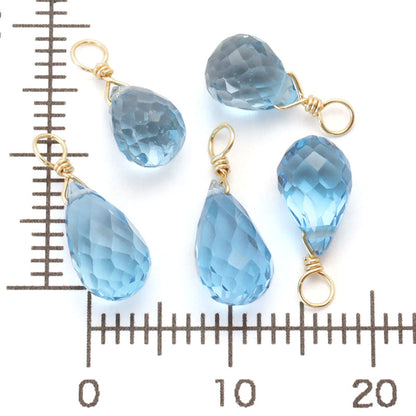 Natural stone glasses fastened charm drop cut Swiss bluetopers (natural)