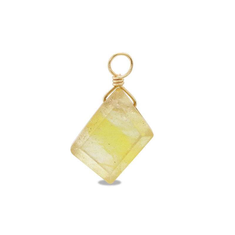 Natural stone glasses fastening charm slice yellow sapphire (natural)