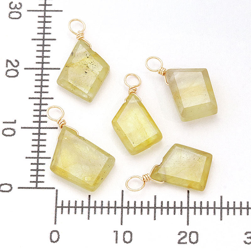 Natural stone glasses fastening charm slice yellow sapphire (natural)