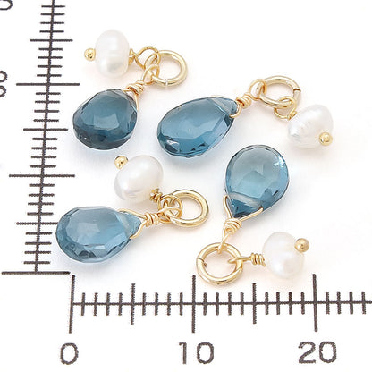 Natural stone glasses fastened Custom parts London Blue Topaz/Freshwater Pearl