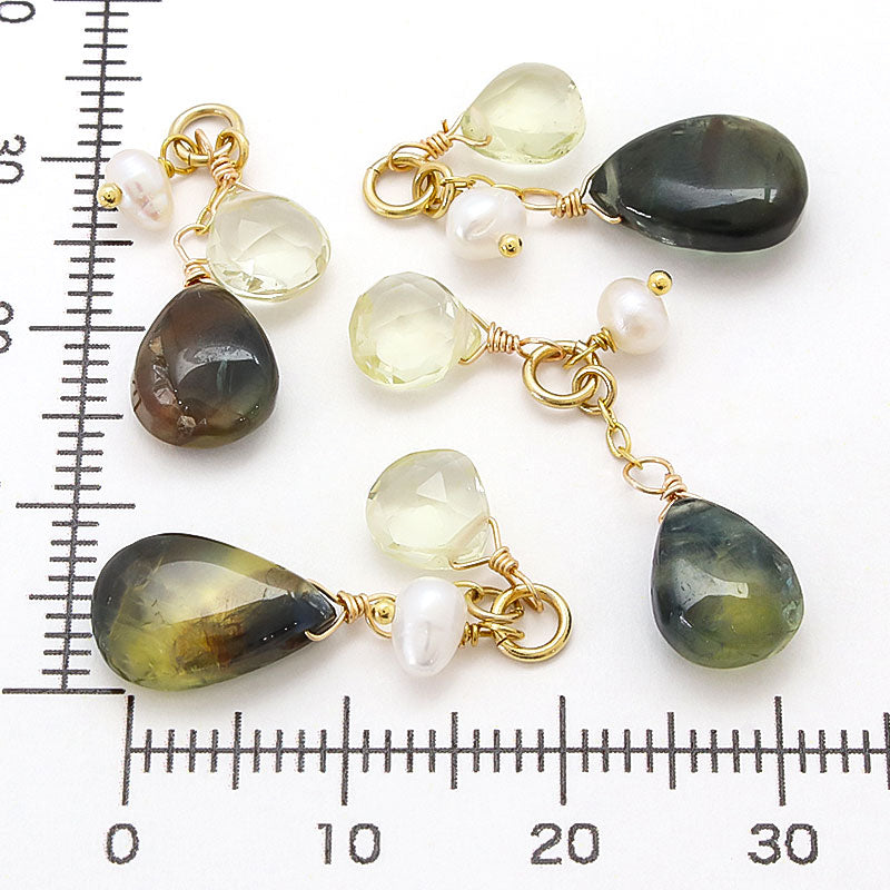 Natural stone glasses fastened Custom parts Teal sapphire/lemactor/freshwater pearl