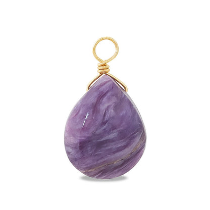 Natural stone glasses fastening Charm Plain Shizuku Charoite