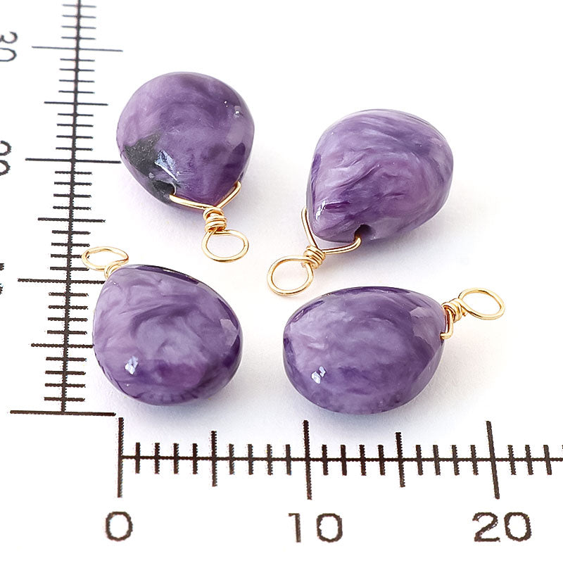 Natural stone glasses fastening Charm Plain Shizuku Charoite