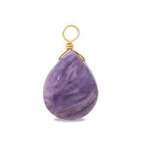 Natural stone glasses fastening Charm Plain Shizuku Charoite