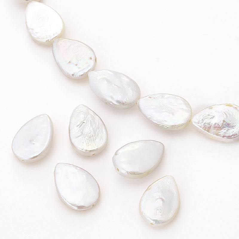 Freshwater pearl flat drop white