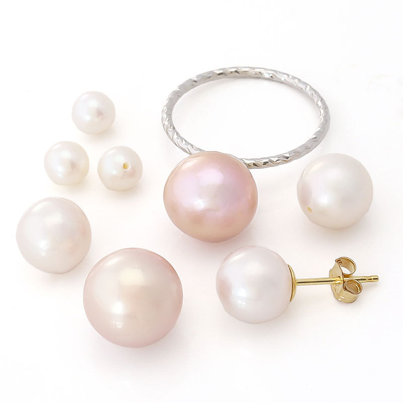 Freshwater pearl round ball one hole Natural