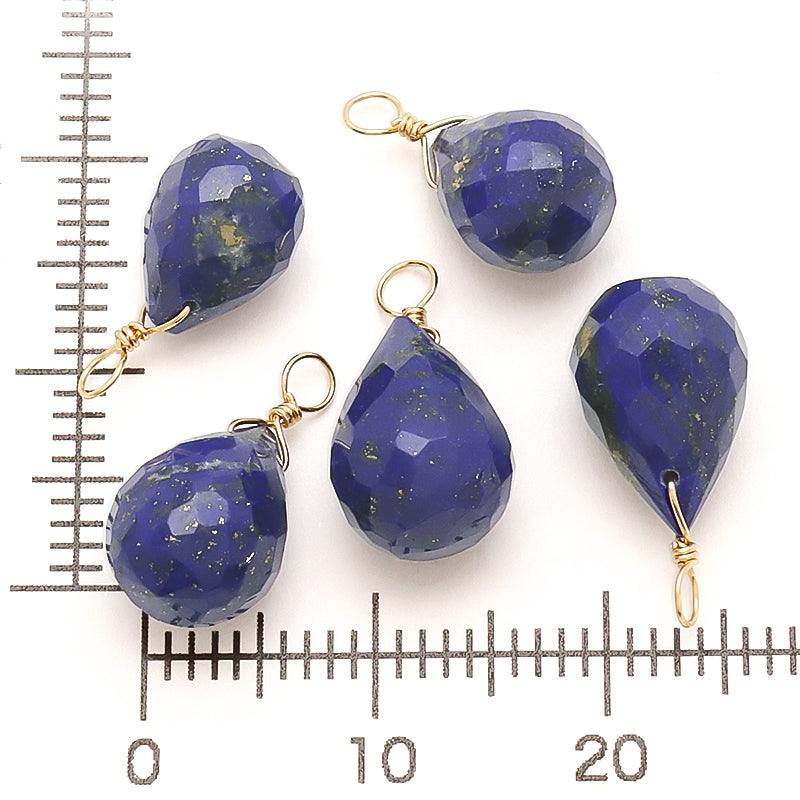 Natural stone glasses fastened charm drop cut lapis lazuli (natural)