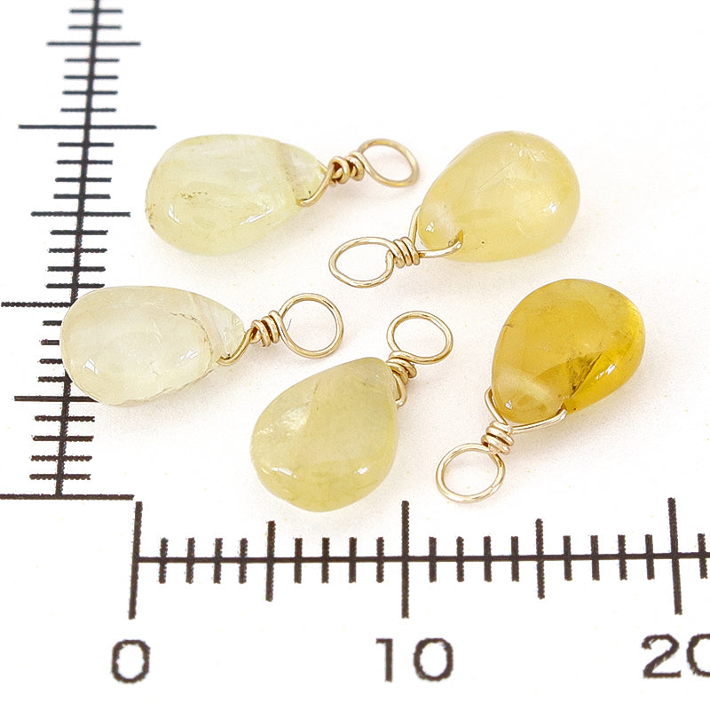 Natural stone Glasses Clasp Charm Plain Flat Shizuku Yellow Beryll