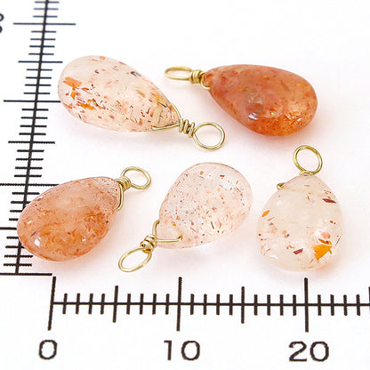 Natural stone Glasses Clasp Charm Plain Flat Shizuku Sunstone