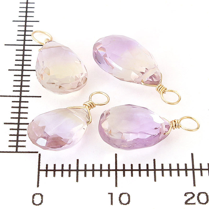 Natural stone Glasses Clasp Charm Flat Shizuku Cut Ametrine