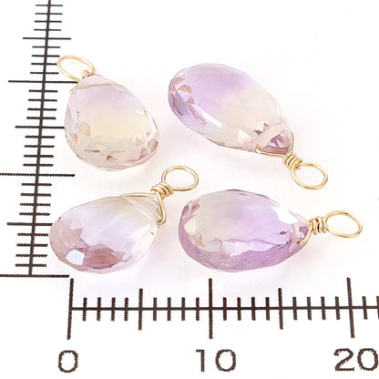 Natural stone Glasses Clasp Charm Flat Shizuku Cut Ametrine