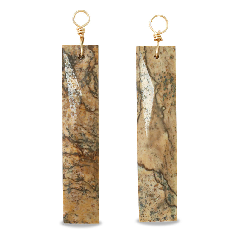 Natural stone Glasses Clasp Charm Rectangle Cut Picture Jasper