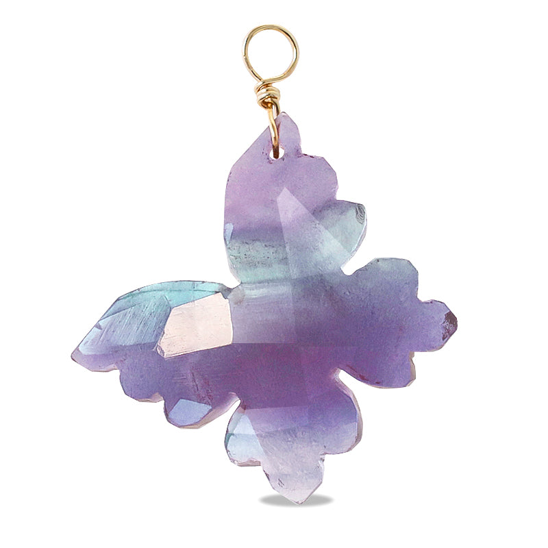 Natural stone Glasses Clasp Charm Butterfly Fluorite