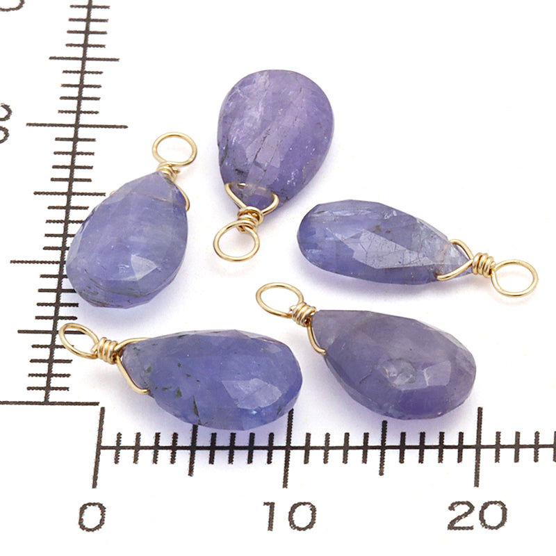 Natural stone Glasses Clasp Charm Flat Shizuku Cut Tanzanite