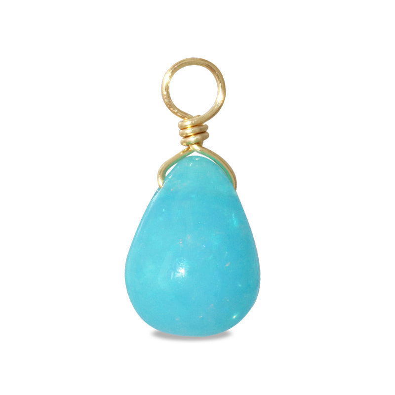 Natural stone Glasses Clasp Charm Plain Drop Blue Opal (Dyed)