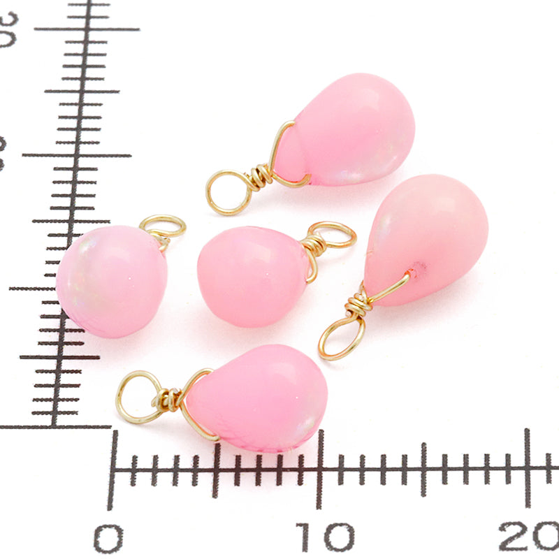 Natural stone Glasses Clasp Charm Plain Drop Pink Opal (Dyed)