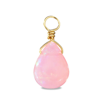 Natural stone Glasses Clasp Charm Plain Drop Pink Opal (Dyed)