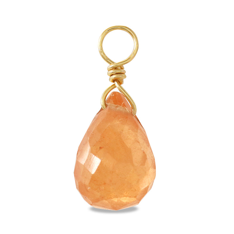 Natural stone Glasses Clasp Charm Drop Cut Orange Garnet