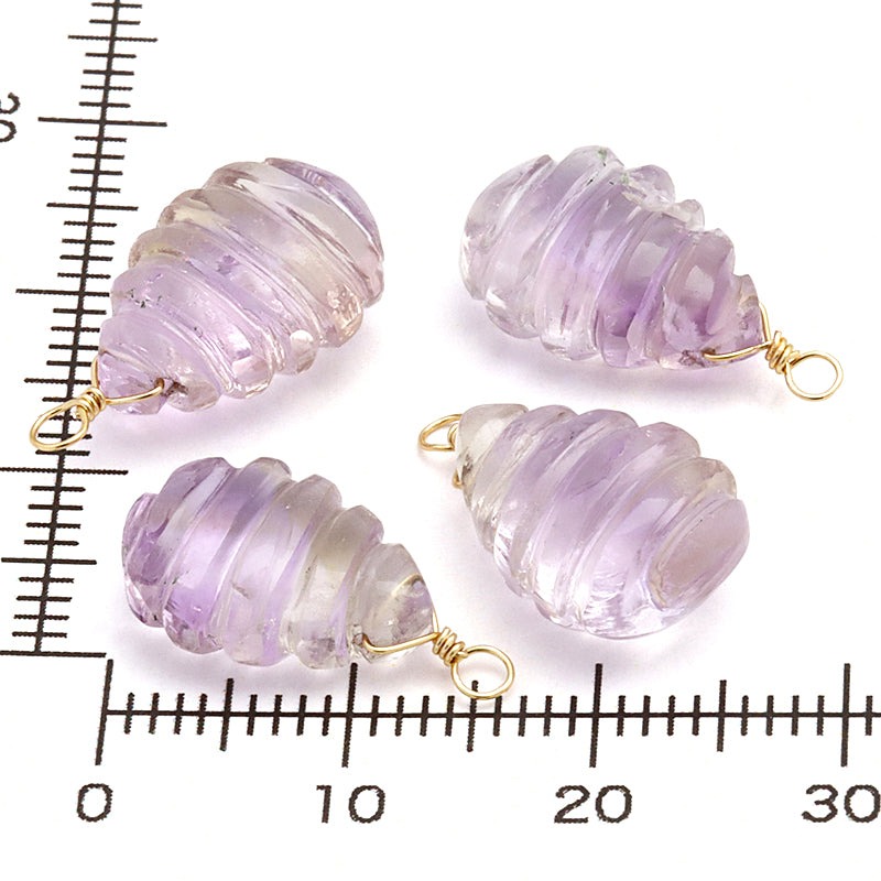 Natural stone Glasses Clasp Charm Flat Shizuku Circle Cut Ametrine