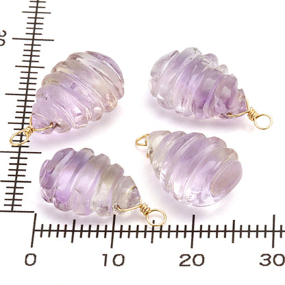 Natural stone Glasses Clasp Charm Flat Shizuku Circle Cut Ametrine