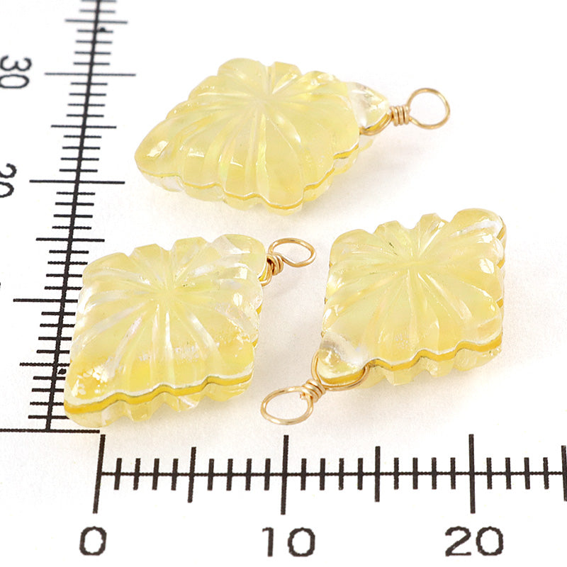 Natural stone Glasses Clasp Charm Carving Diamond (Double) Crystal/Shell (Yellow) (Natural)