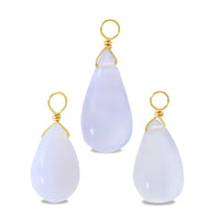Natural stone Glasses Clasp Charm Plain Drop Blue Chalcedony