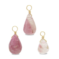 Natural stone Glasses Clasp Charm Plain Drop Pink Tourmaline