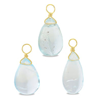 Natural stone Glasses Clasp Charm Plain Flat Shizuku Aquamarine