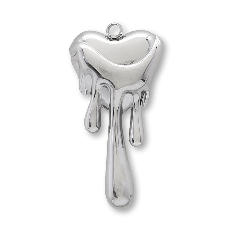 Stainless Steel Charm Melty Heart Fabric