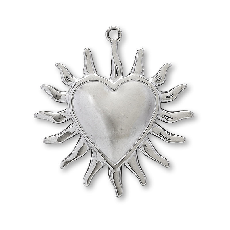 Stainless Steel Charm Heart 3 Fabric