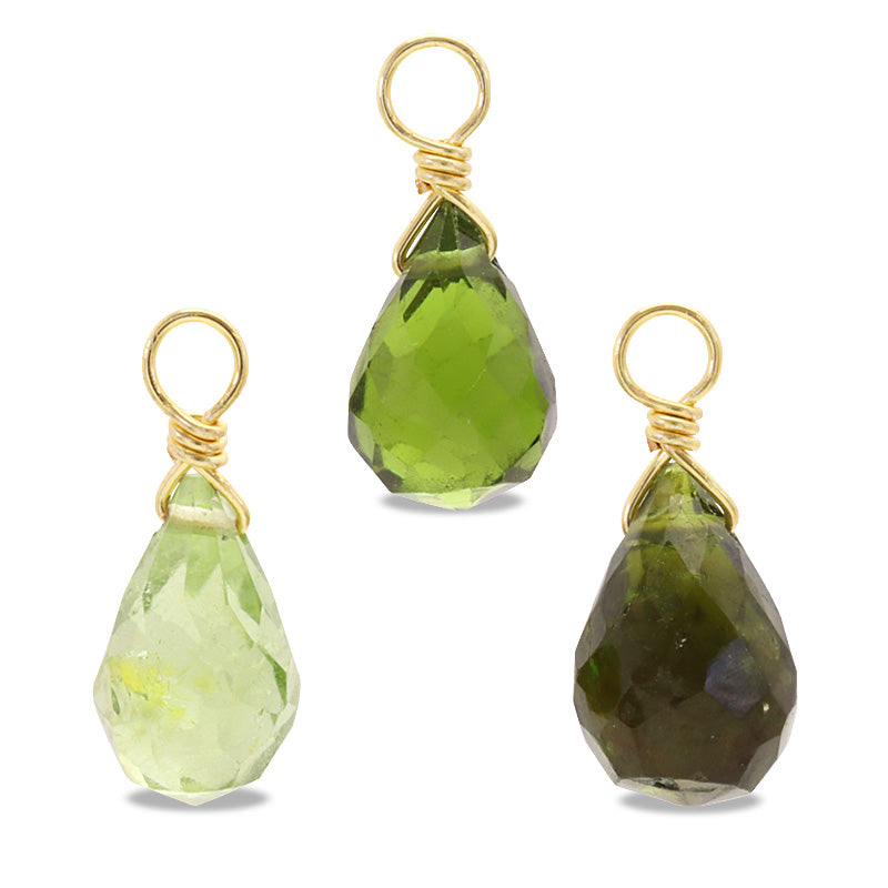 天然石 めがね留めチャーム ドロップカット　グリーントルマリン(天然)