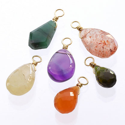 天然石 めがね留めチャーム プレーン平シズク　イエローベリル(天然)