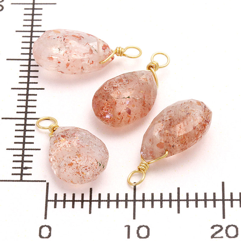 Natural stone glasses clasp charm flat shizuku cut sunstone (natural)
