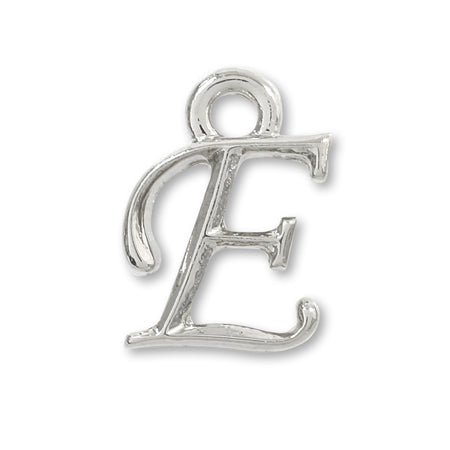 Charm Initial Basic E Rhodium Color