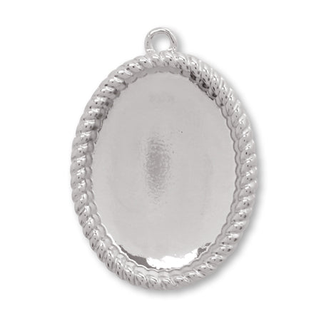 Clay base pendant with 1 oval ring, rhodium color