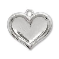 Clay base pendant with 1 heart, rhodium color