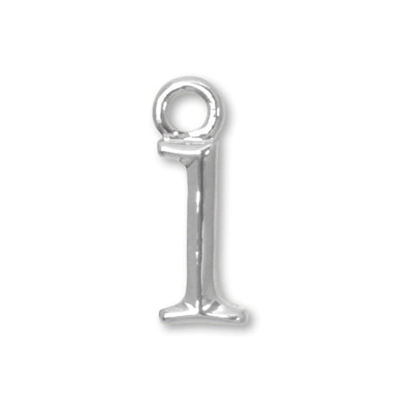 Charm number small 1 rhodium color