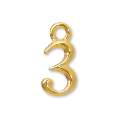 Charm number small 3 gold