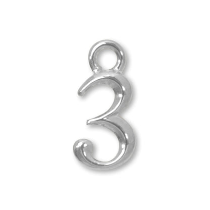 Charm number small 3 rhodium color